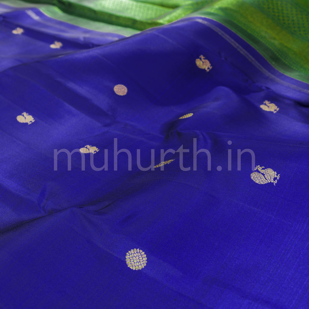 Ink Blue Pure Zari Kanjivaram Silk Saree