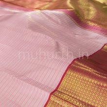 Load image into Gallery viewer, Pink Veldhari Kanjivaram Silk Saree with Rose
