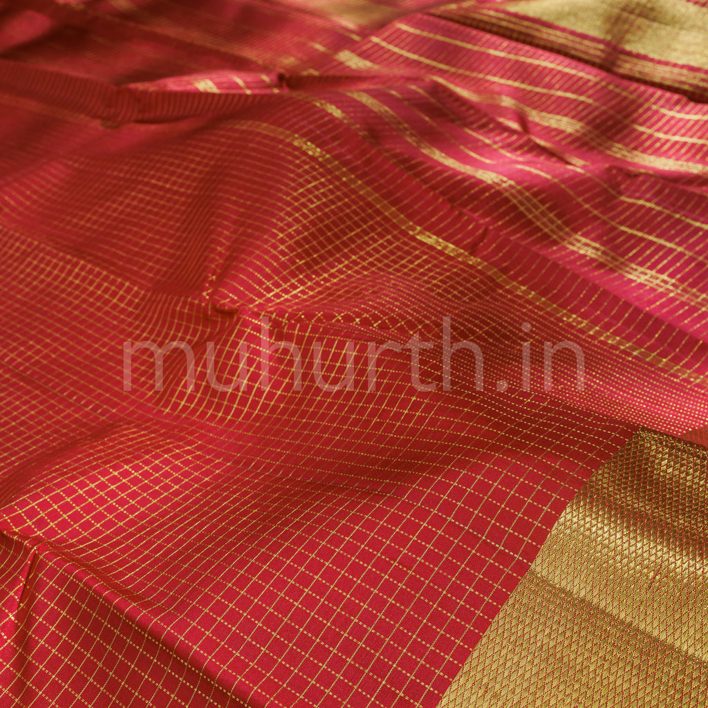 Red Bridal Koorai Kanjivaram Silk Saree