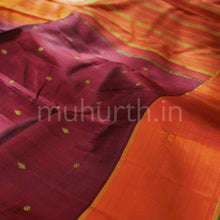 Load image into Gallery viewer, Arakku Pure Zari Kanjivaram Silk Saree with Orange