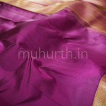 Load image into Gallery viewer, Magenta Pure Kanjivaram Silk Saree with Golden Mustard