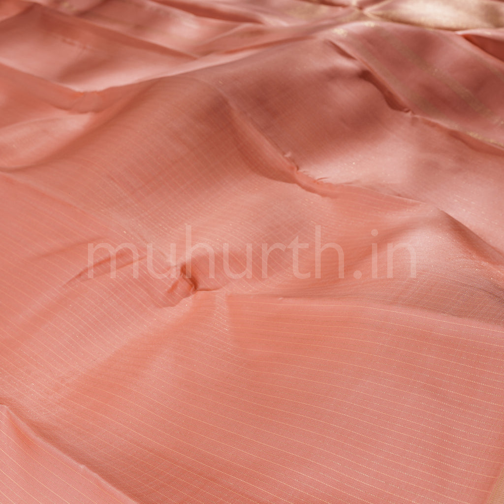 Peach Muthu Seer Pure Zari Kanjivaram Silk Saree