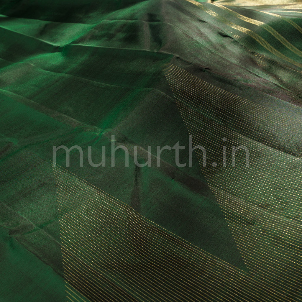 Bottle Green Pure Zari Kanjivaram Silk Saree