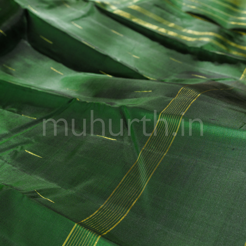 Dark Green Pure Zari Kanjivaram Silk Saree