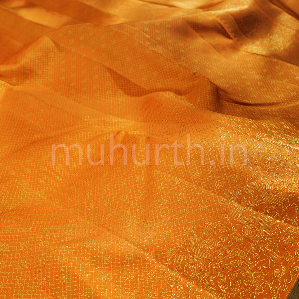 Orange Pure Kanjivaram Silk Saree