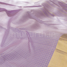 Load image into Gallery viewer, Lavender Vaira Oosi Checks Pure Kanjivaram Silk Saree