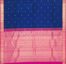 Load image into Gallery viewer, Peacock Blue Pure Kanjivaram Silk Saree with Rose