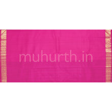 Load image into Gallery viewer, Peacock Blue Pure Kanjivaram Silk Saree with Rose