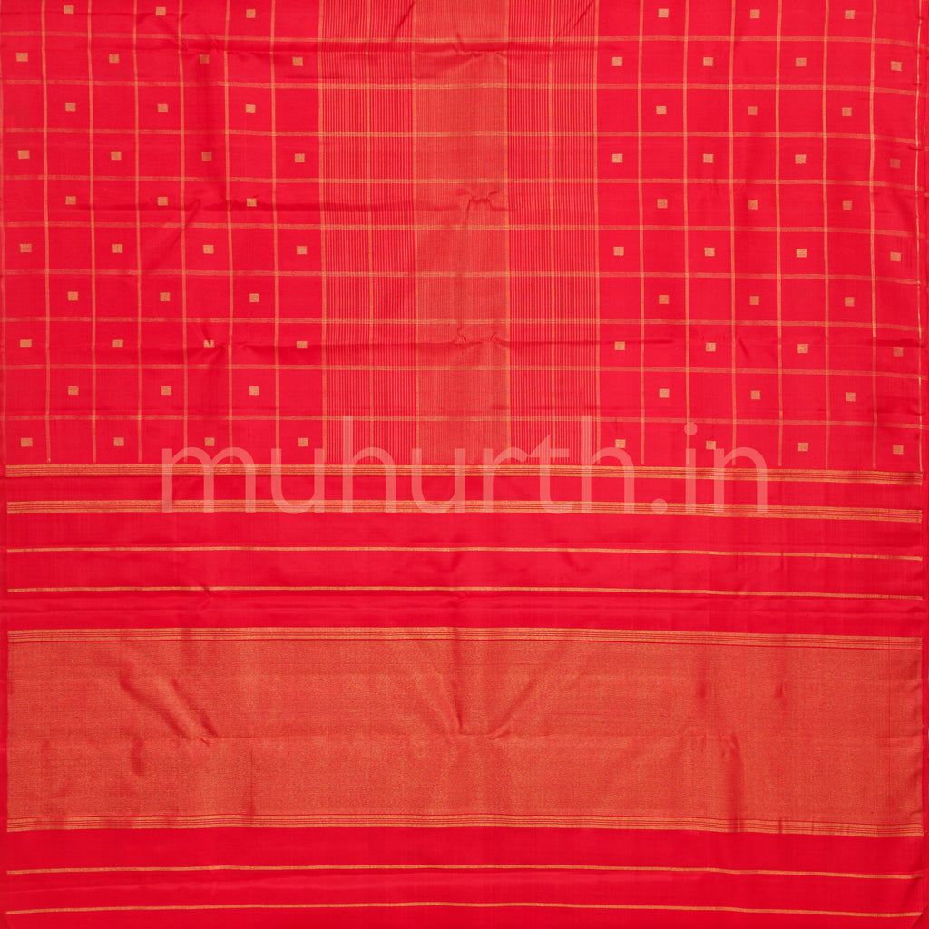 Red Vaira-Oosi Pure Zari Kanjivaram Silk Saree