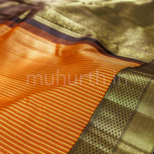 Load image into Gallery viewer, Orange Pure Kanjivaram Silk Saree with Kanchana