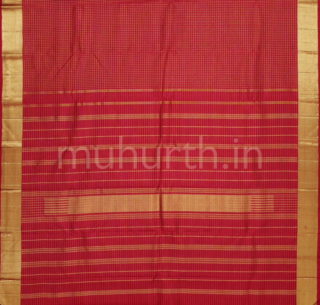 Red Bridal Koorai Kanjivaram Silk Saree