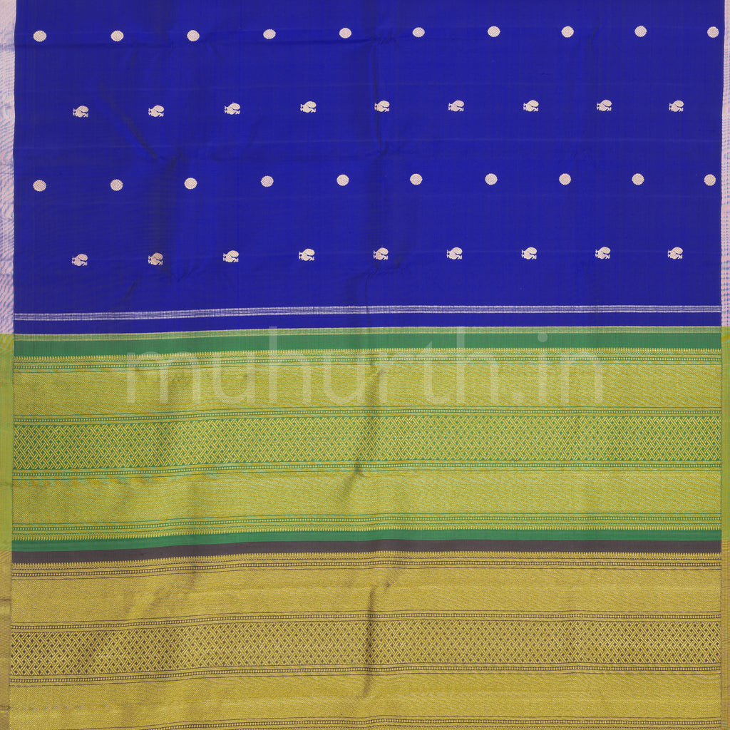 Ink Blue Pure Zari Kanjivaram Silk Saree