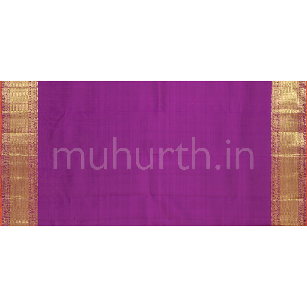 Magenta Kanjivaram Silk Saree with Rose