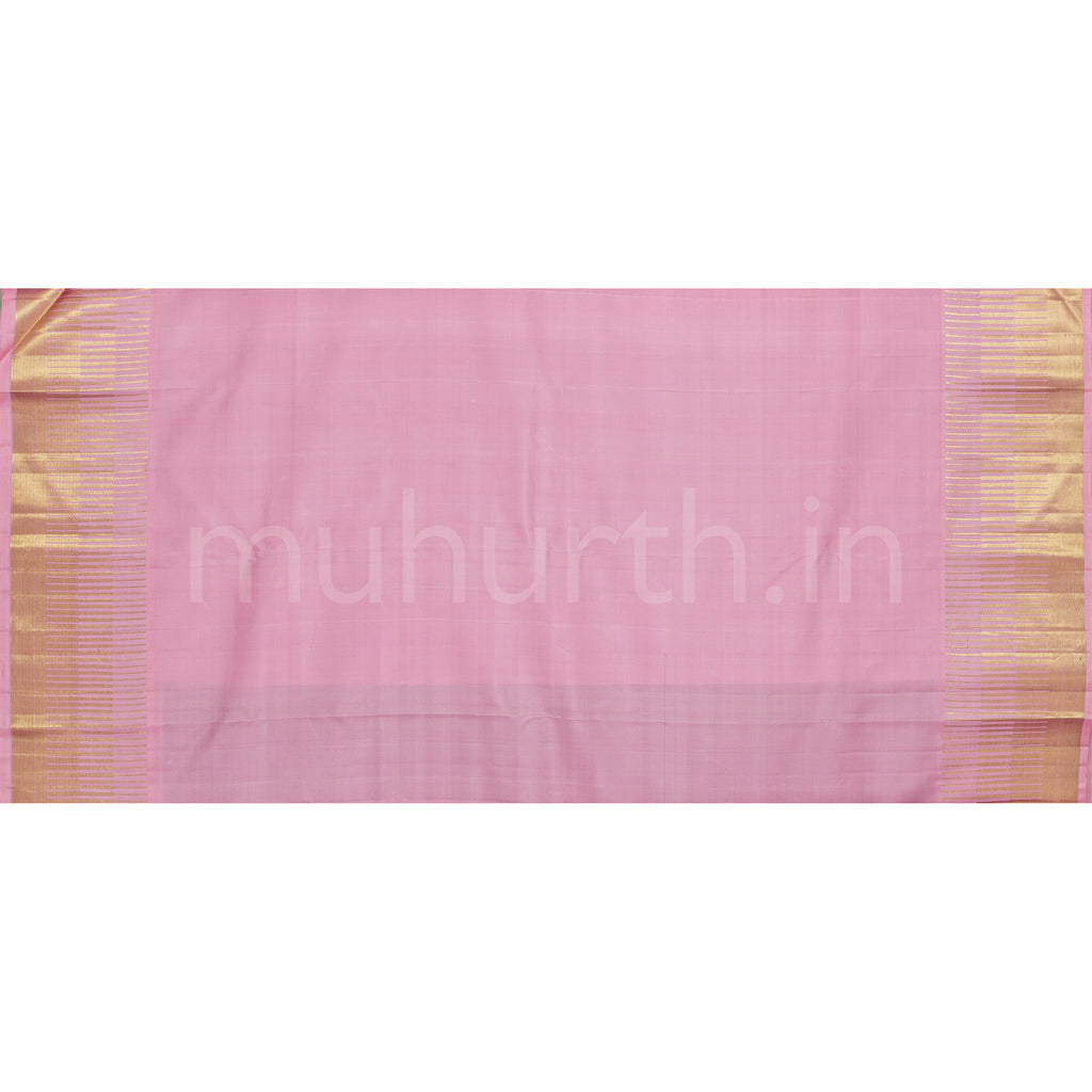 Magenta Pure Kanjivaram Silk Saree with Light Pink