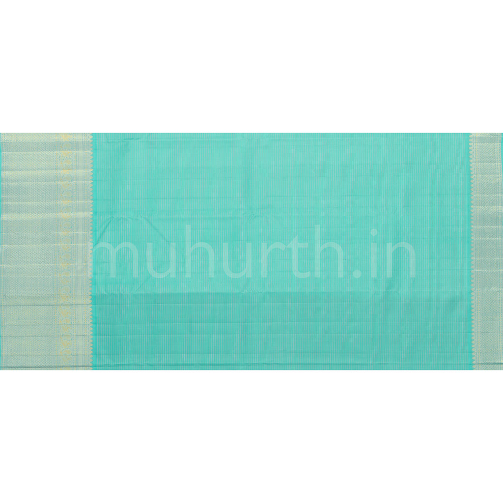 Vijaya Blue Vaira Oosi Checks Pure Kanjivaram Silk Saree with Ananda Blue