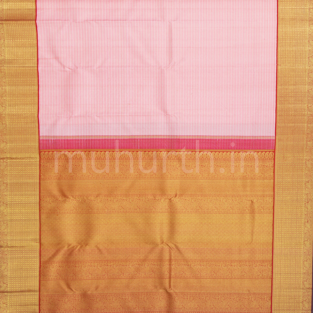 Pink Veldhari Kanjivaram Silk Saree with Rose