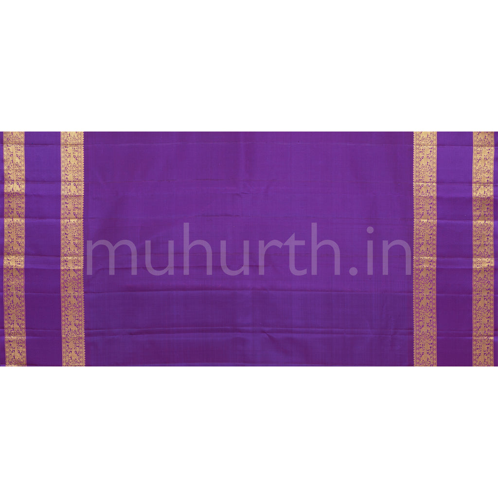 Green Veldhari Pure Zari Kanjivaram Silk Saree with Magenta