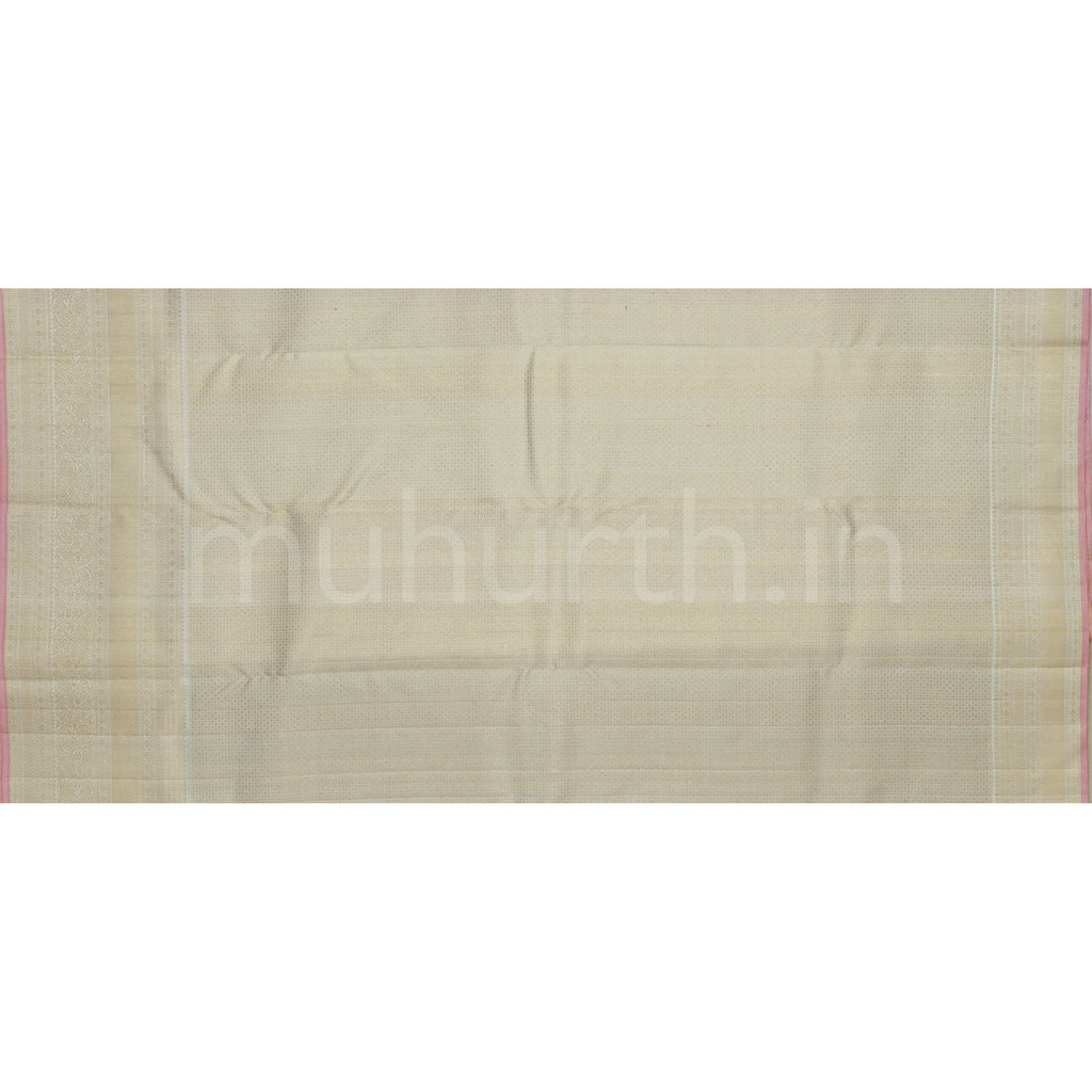 Pakku Pure Meenakari Kanjivaram Silk Saree with Off-White