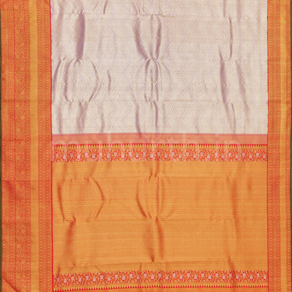 Premium Lavender Tissue Kanjivaram Silk Saree with Red