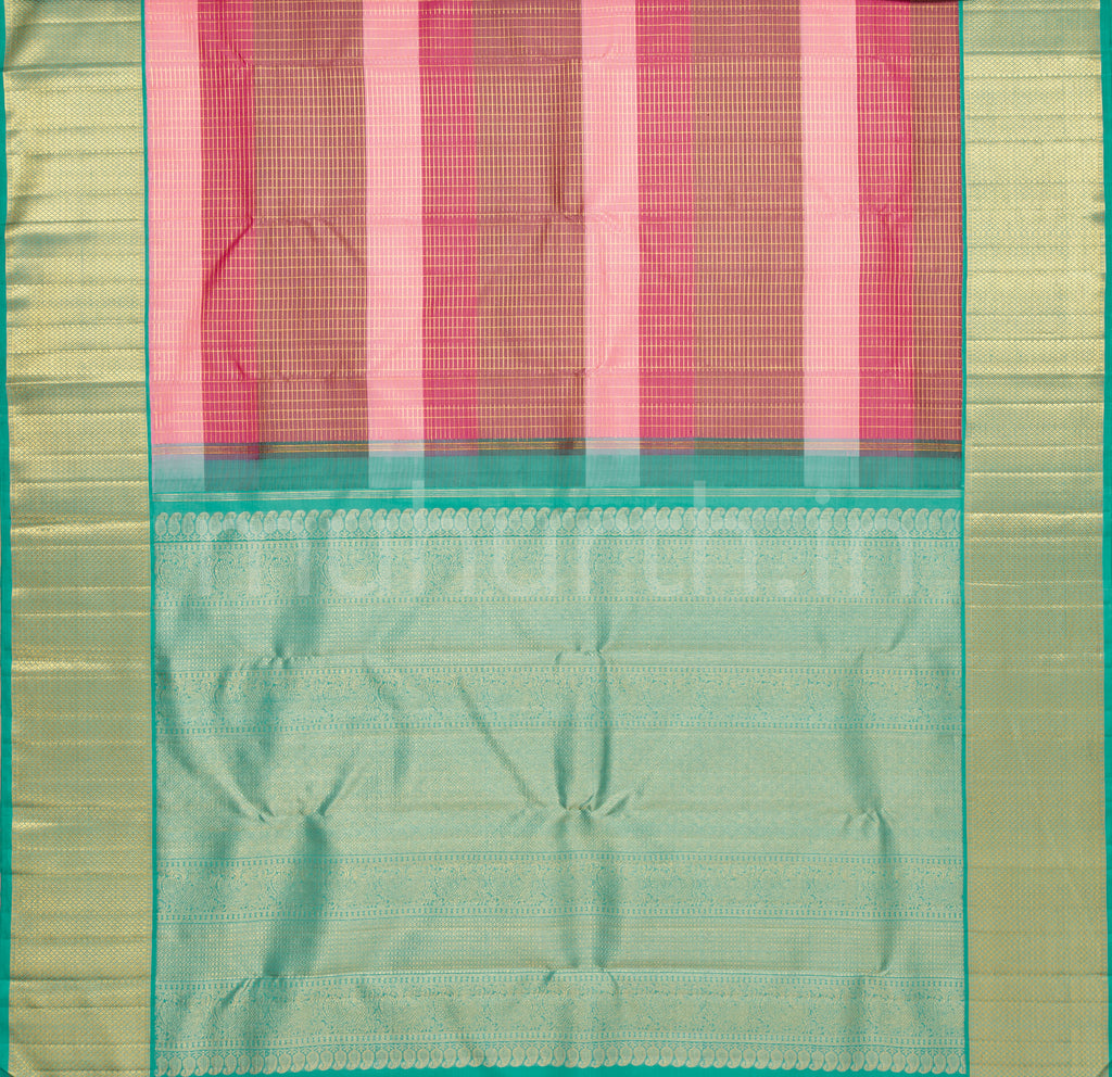 Ombre Tone Muthu Kattam Pure Kanjivaram Silk Saree with Rexona