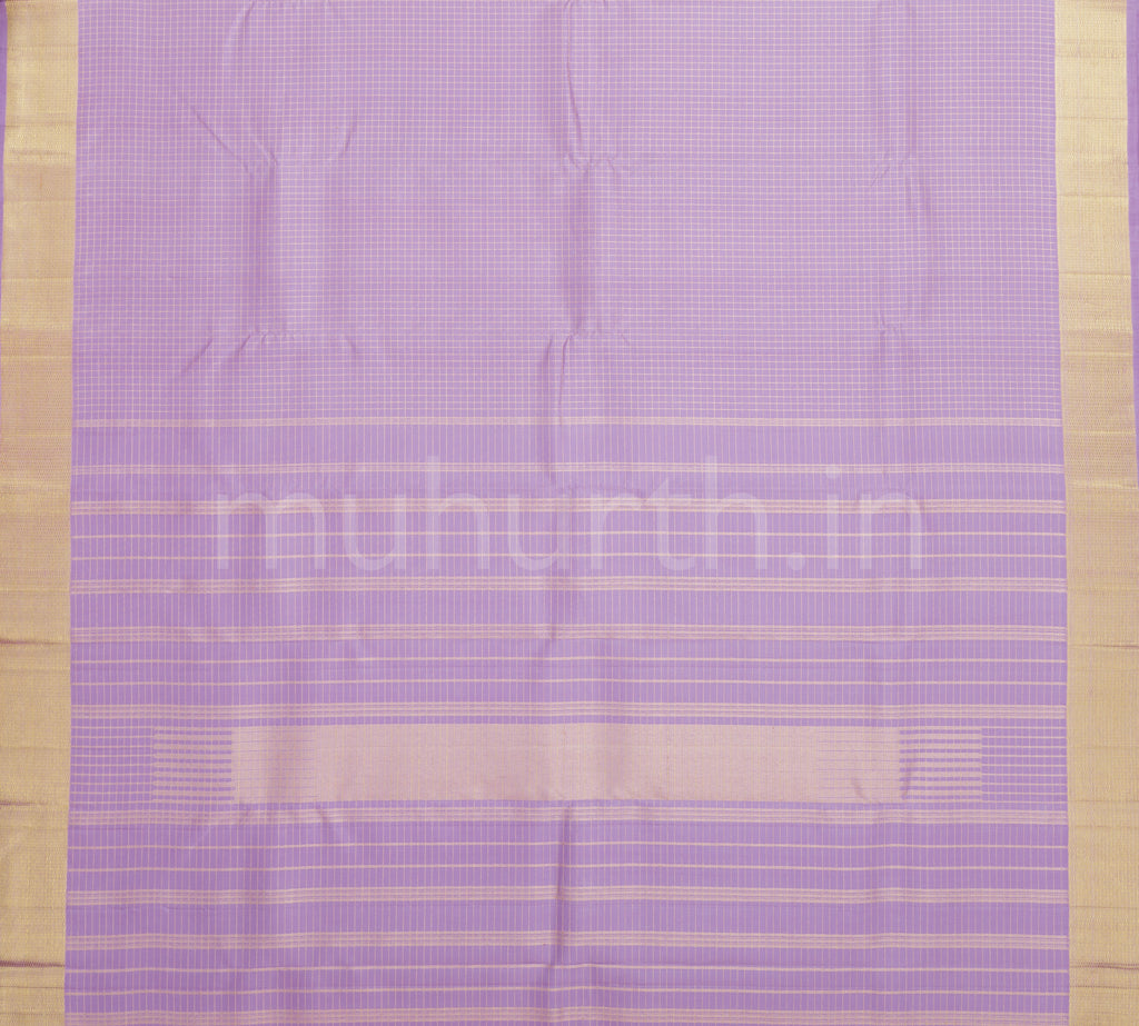 Lavender Vaira Oosi Checks Pure Kanjivaram Silk Saree