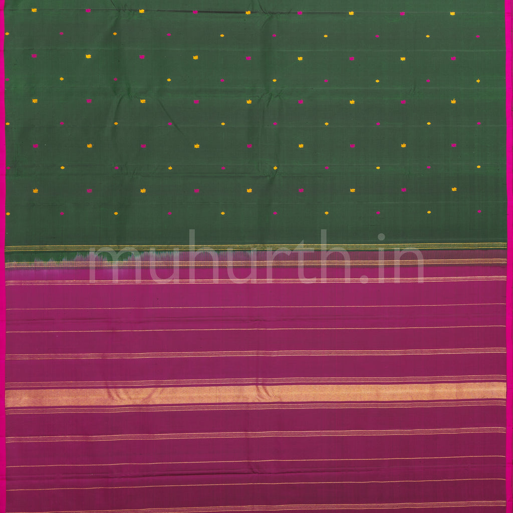Dark Green Pure Zari Kanjivaram Silk Saree