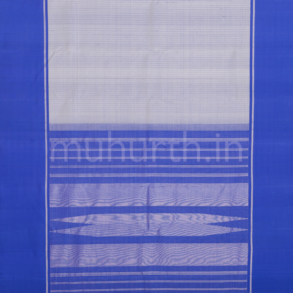 Grey Pure Kanjivaram Silk Saree with Ananda Blue