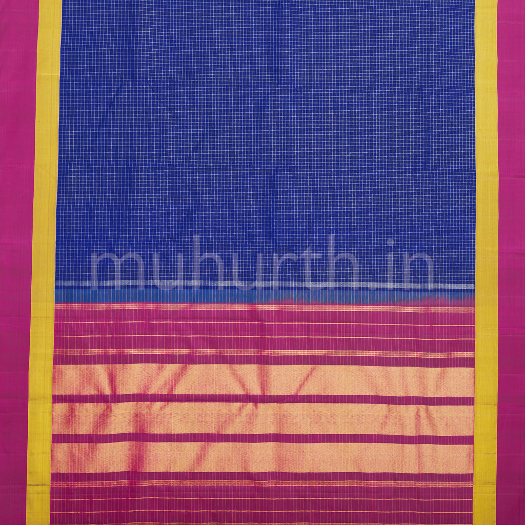 Violet Pure Kanjivaram Silk Saree with Magenta