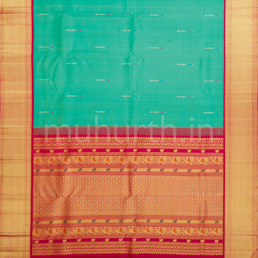 Ramar Green Pure Kanjivaram Silk Saree with Arakku