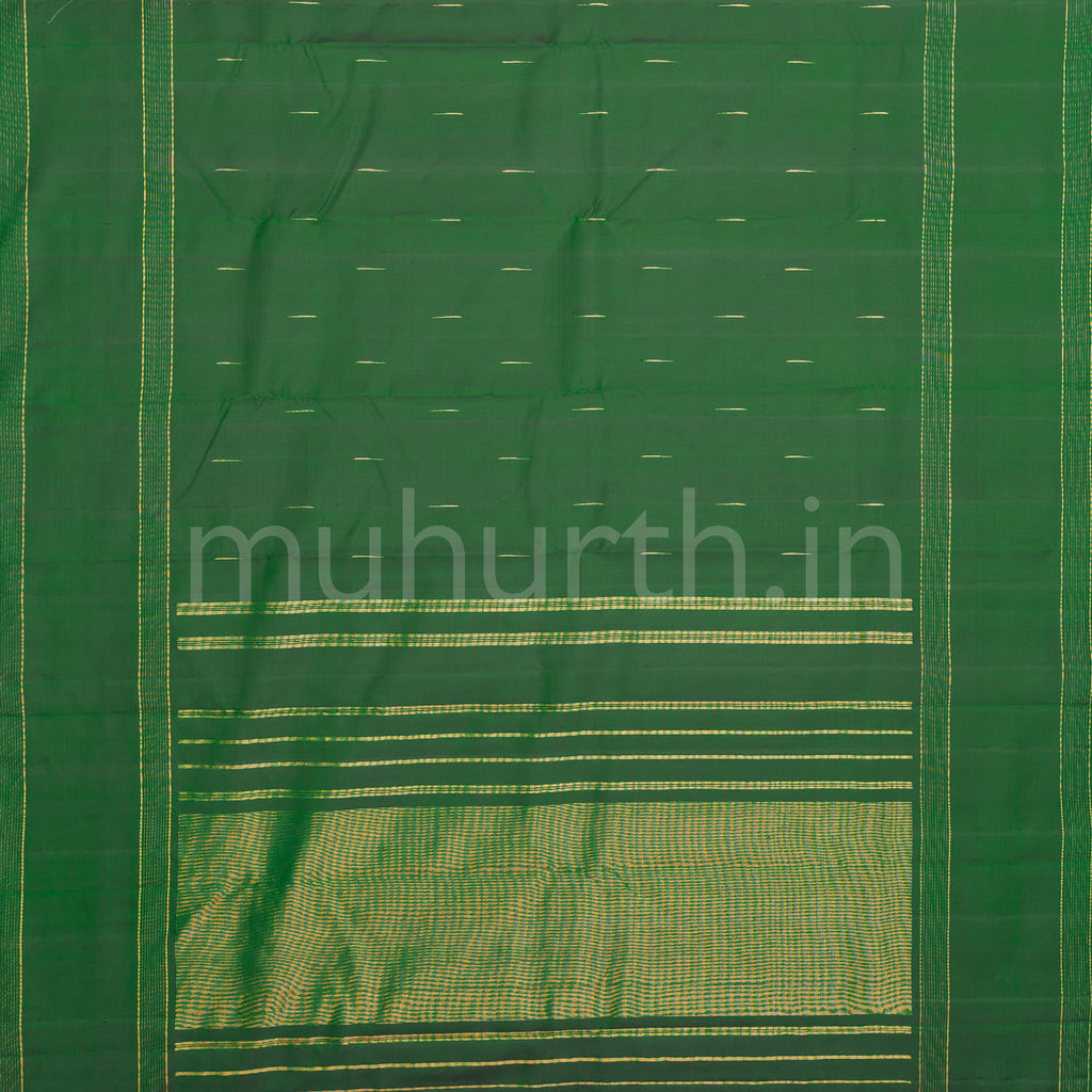 Dark Green Pure Zari Kanjivaram Silk Saree