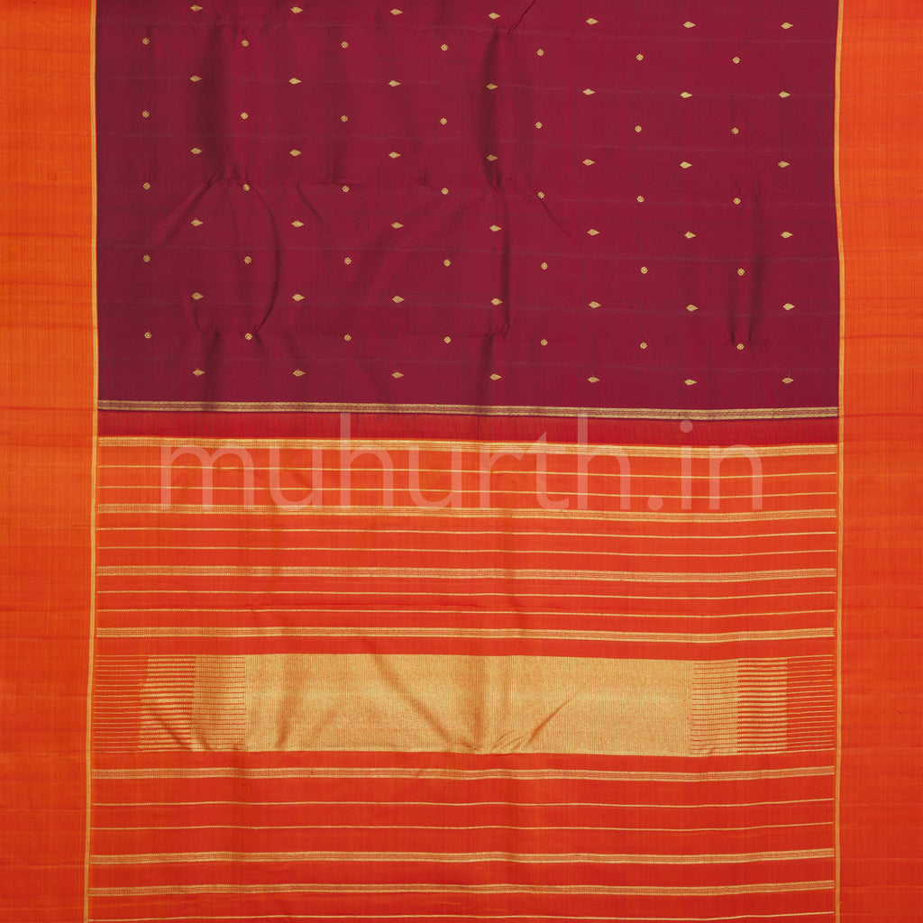 Arakku Pure Zari Kanjivaram Silk Saree with Orange