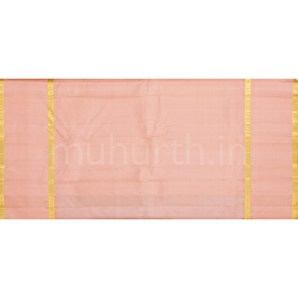 Powder Blue Pure Zari Kanjivaram Silk Saree with Light Peach