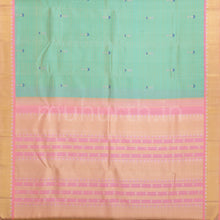 Load image into Gallery viewer, Sea Green Pure Kanjivaram Silk Saree with Light Pink