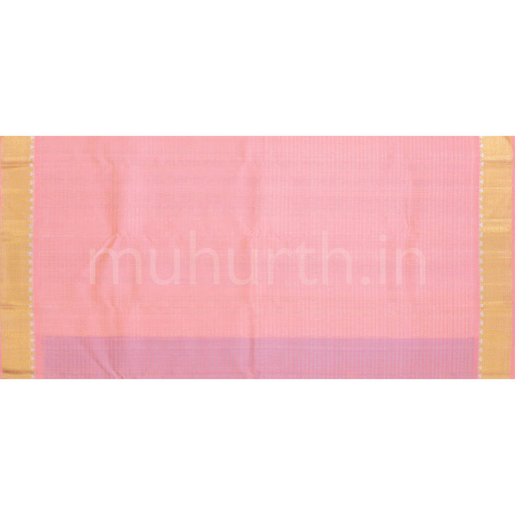 Sea Green Pure Kanjivaram Silk Saree with Light Pink