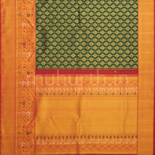 Load image into Gallery viewer, Deep Green Meenakari Luxury Kanjivaram Silk Saree with Red