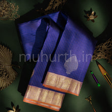 Load image into Gallery viewer, Violet Vari Stripes Pure Kanjivaram Silk Saree with Lavender