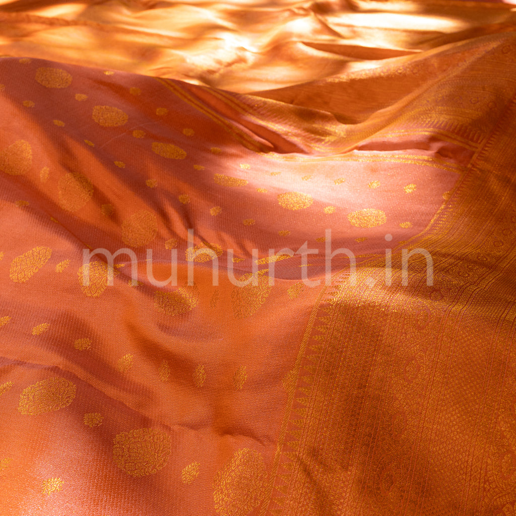Kanjivaram Orange Silk Saree