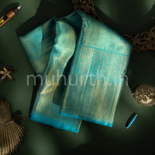 Load image into Gallery viewer, Kanjivaram Ananda Blue Silk Saree