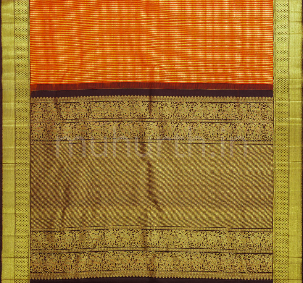 Orange Pure Kanjivaram Silk Saree with Kanchana