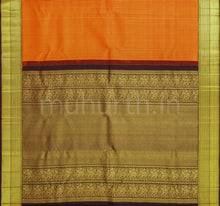 Load image into Gallery viewer, Orange Pure Kanjivaram Silk Saree with Kanchana