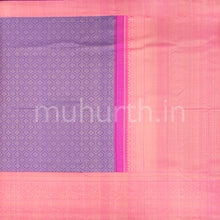 Load image into Gallery viewer, Lavender Kanjivaram Silk Saree with Pink