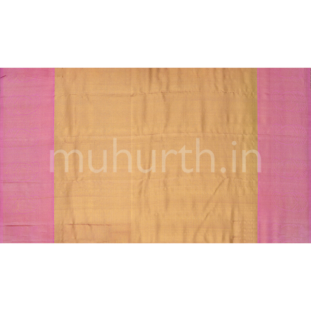 Kanjivaram Golden Tissue Silk Saree with Pink