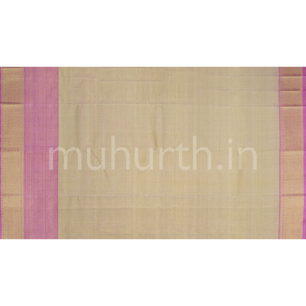 Kanjivaram Tissue Mustard Silk Saree with Pink