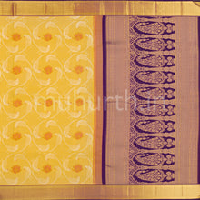 Load image into Gallery viewer, Kanjivaram Golden Mustard Silk Saree with Magenta