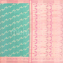 Load image into Gallery viewer, Kanjivaram Sea Green Silk Saree with Pink