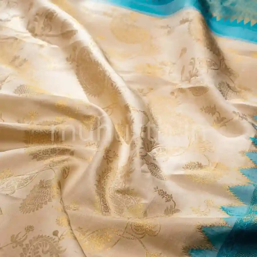 Off White Kanjivaram Silk Saree with Ananda