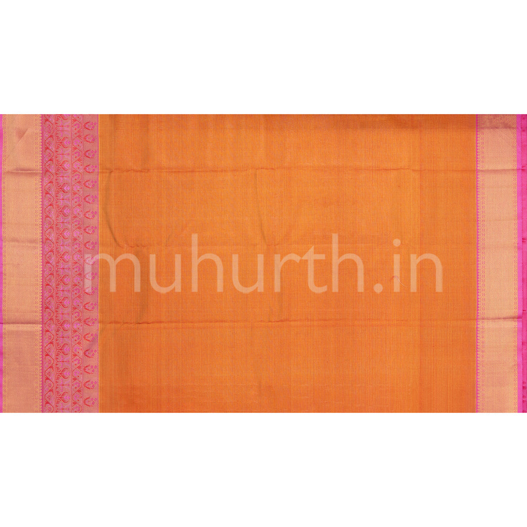Off-White Tissue Kanjivaram Silk Saree with Pink