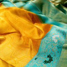 Load image into Gallery viewer, Mustard with Meenakari Light Ananda Kanjivaram Silk Saree