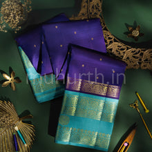 Load image into Gallery viewer, Meenakshi Violet Pure Zari Kanjivaram Silk Saree with Ananda