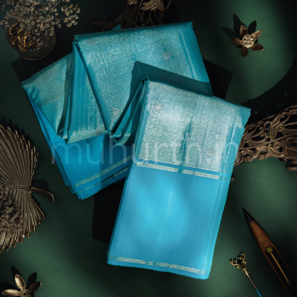 Ananda Sky Blue Pure Kanjivaram Silk Saree